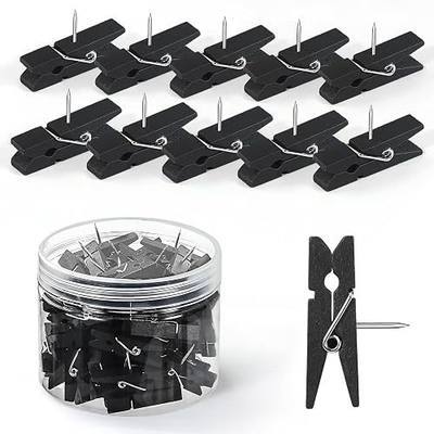 Wooden Push Pins Clips 50pcs Black Push Pins for Bulletin Board Cute Push Pin for Corkboard Fun Thumb Tacks for Cork Board Pushpins for Wall for Teachers at School Classroom Offices Home