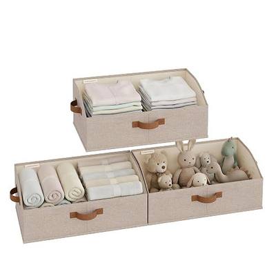 StorageWorks Trapezoid Storage Bins, Closet Shelf Organizer, Closet Organizer Bins, Storage Baskets for Shelves, Clothes, Toys, Towels, Large, Brown and Beige, 3-Pack