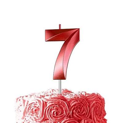 Red Birthday Number 7 Candles for Wedding Party Cake Decorations | Red 7th Birthday Candle for Boy and Girl Wedding Anniversary Celebrations Party Supplies