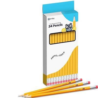 Enday Presharpened #2 Pencils 24 Count, Wood-Cased Yellow Sharpened Pencils with Latex-Free Eraser, for School, Office and Classroom Supplies