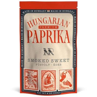 Premium SMOKED SWEET Hungarian Paprika Powder (4 oz) - Non-GMO - Vibrant Deep Red Color - Origin: Szeged Region, Hungary - Authentic Seasoning Spice in Resealable Bag by MEROPS