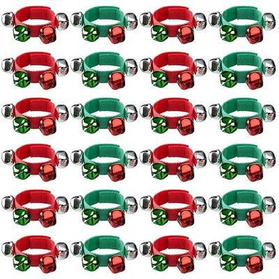 Remuuly 24 Pcs Christmas Band Wrist Bells Bracelets Jingle Musical Shaking Ankle Bells Adjustable Percussion Rhythm Hand Instruments for Adults Xmas Gift Party Favors