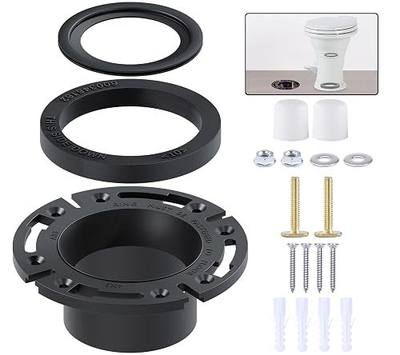 RV Toilet Seal and 3'' Floor Flange Kit for Dometics 300 310 320 Series | Premium Rubber, Stops Toilet Leaks, 385345892 Socket Flange& 385311658 Flush Seal& 385311652 Base Seal 3-in-1 Replacement Kit