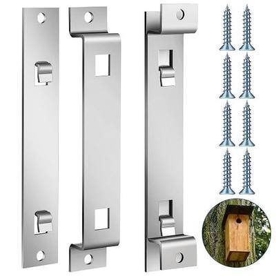 Blulu 2 Sets Bird House Hanger Bracket Stable Rust Proof Galvanized Steel Mounting Bracket for Securing Bird Houses Nesting Boxes Feeders, Quickly Remove for Cleaning (Silver)