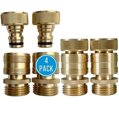 Quick Connector Garden Hose Fittings (4Pack) - Leak Free - 3/4" Snap-On Water Hose Adapter for Quick Release - Solid Brass - Quick Connection Garden Hose Connectors