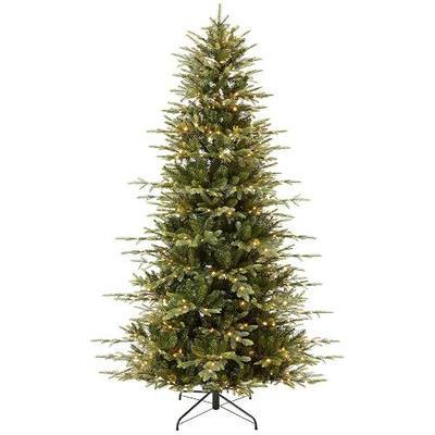Best Choice Products 6ft Pre-Lit Artificial Aspen Slim Christmas Tree, Noble Holiday Décor w/ 1,350 Branch Tips, 2-in-1 Multicolor LED Lights, Cordless Connection, Metal Stand