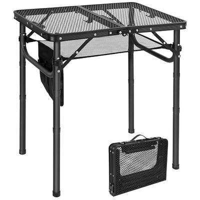 RedSwing Folding Grill Table, Lightweight Height Adjustable Aluminum Table with Mesh Desktop and Mesh Bag for Outdoor Camping Picnic BBQ, Small 2 Feet, Black