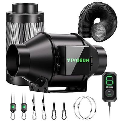 VIVOSUN G4 Air Filtration Kit, Inline Fan, Controller, Carbon Filter, Duct | AeroZesh Inline Fan, Speed Controller, Carbon Filter & 8' Ducting, Cooling Ventilation, Grow Tent, Indoor Grow, Hydroponic