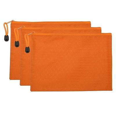 PATIKIL Waterproof Zipper File Bags, 3 Pack A5 Document Holders Pencil Pouch for Office, Orange