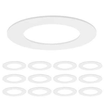 Maxxima 4" Goof Rings for Recessed Lights Can or Canless Trim Ring, 12 Pack | Lighting Round Downlight Rings, Outer Diameter 6.7” Inner Diameter 4.25”, Durable Plastic Design, White Extended Trim