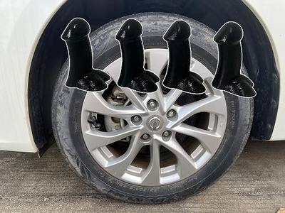4 PCS Prank Tire Valve Stem Caps, Funny Glow in The Dark Dust Proof Covers Valve Stem Cover, Car Wheel Tire Exterior Accessories for Cars, SUV, Bike, Trucks, Motorcycles (Black)
