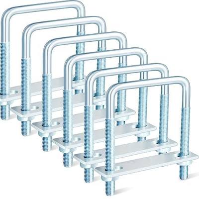 Zonon 6 Pcs 3/8'' x 3-5/8'' x 4'' Square U Bolt with Frame Plates and Nuts Zinc Plated U Clamp Bolts for Boat Trailer Tube Rectangular Wood Industrial Supplies and Metal Object