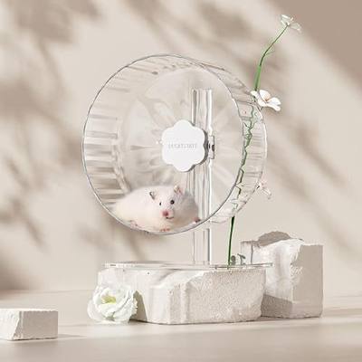 BUCATSTATE Super-Silent Hamster Wheel, 10.2inch Hamster Exercise Wheel with Wider Runway Running Wheel for Chinchilla, Gerbils, Mice, Dwarf Syrian Hamster (Starlight-2.0-Transparent)