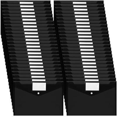Yeaqee 50 Pcs Plastic Envelopes Poly Envelopes File Folders with Snap Button Closure Clear Folders for Documents US Letter A4 Size Filing Holder with Label Pocket for Home Office School(Black)