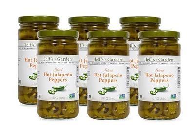 Jeff's Garden Sliced Hot Jalapeno Peppers | Non-GMO, Gluten Free, Keto, Vegan, Kosher | 12 Fluid Ounce Jar (Pack of 6)