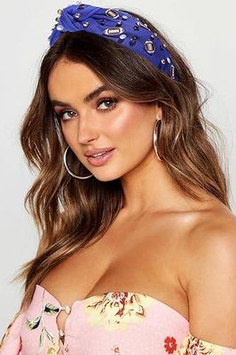 ZOLEAROPY Football Headband Pearl Rhinestone Jeweled Knotted Headband Fun Football Embellished Wide Hairband Game Day Hair Accessories Gift for Football Mom