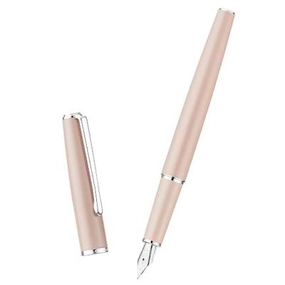 Hongdian 920S Fountain Pen Pink Meta, Steel Fine Point Classic Pen with Ink Converter