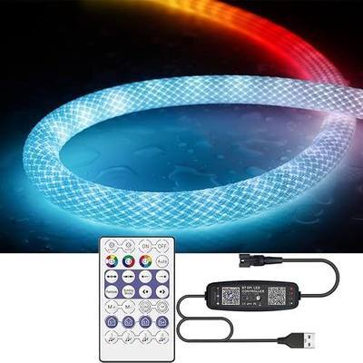 6.5FT WS2811 360 Degree Round Reticulate Neon LED Strip with Controller,RGB Nylon Flexible Dream Colorful Rope Light,Bedroom Indoor Outdoor Decoration,DC5V(No Adapter)