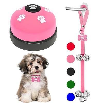 2 Pack Dog Door Bells Dog Doorbell to go Outside Puppy Train Bell for Dogs to Ring to go Potty Puppy Toilet Training Bell Jingle Bells for Door Knob Girl Puppy Essentials Accessories (Pink)