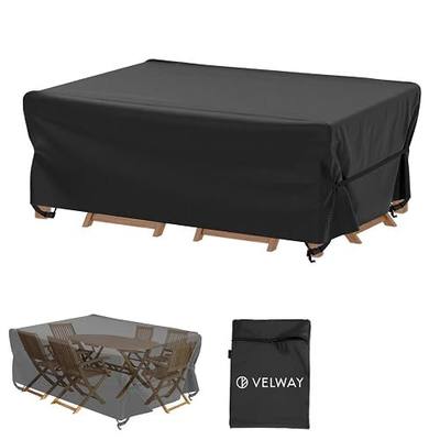 Velway Patio Table Chairs Set Cover Square Waterproof 74"Lx47"Wx28"H Outdoor Bistro Dining Set Cover Ultra Windproof UV-Resistant