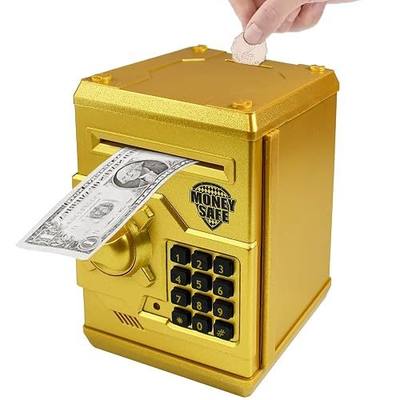 Piggy Bank Electronic Mini ATM for Kids Baby Toy, Safe Coin Banks Money Saving Box Password Code Lock for Children,Boys Girls Best Gift (Gold)