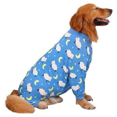 HDE Dog Pajamas One Piece Jammies Jumpsuit Pet Clothes Outfit Stretchy Lightweight Comfy Shirt Pjs for M-3XL Dogs Counting Sheep - 2XL