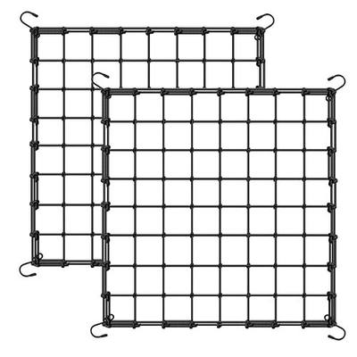 4 x 4 Ft Elastic Plant Trellis Net - 2-Pack Heavy Duty Garden Support Net with 4 Hooks for Grow Tents, Climbing Vegetables, Fruits & Flowers (Black)