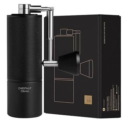 TIMEMORE Chestnut C3S Pro Manual Coffee Grinder, Stainless Steel S2C Conical Burr Coffee Grinder, Hand Coffee Grinder with Foldable Handle, Adjustable Grind Setting for Travel/Camping/Home, Black
