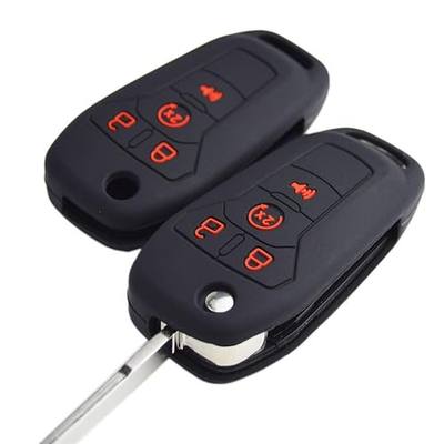 Silicone Rubber Key Fob Covers Protector for Ford F150 F250 F350 F450 F550 Raptor Ranger Transit Fusion Bronco Lightning Maverick XLT (Flip Key)