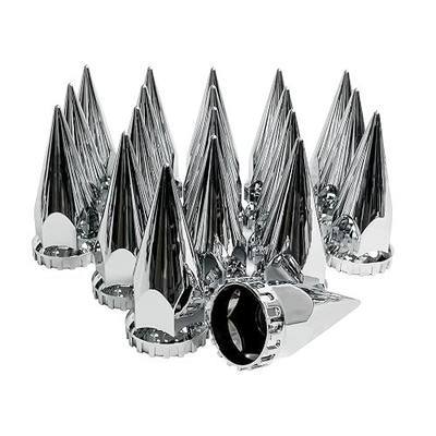 20 Pack Spike Lug Nut Covers, 33mm by 4-3/4" Thread On Chrome Spike Nut Cover Caps ABS Plastic Anti-Rust Screw-on Lug Nut Covers for Semi Trucks