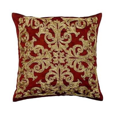 The HomeCentric Pillow Covers, Decorative Red Pack of 2, 18"x18" (45x45 cm) Throw Pillow Covers, Art Silk Zardosi Throw Pillows for Sofa, Geometric Contemporary Style Easter - Admirable