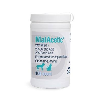 MalAcetic Wet Wipes for Dogs and Cats 100 Count | Cleansing, Drying; 2% Boric Acid; 2% Acetic Acid; Packaging May Vary