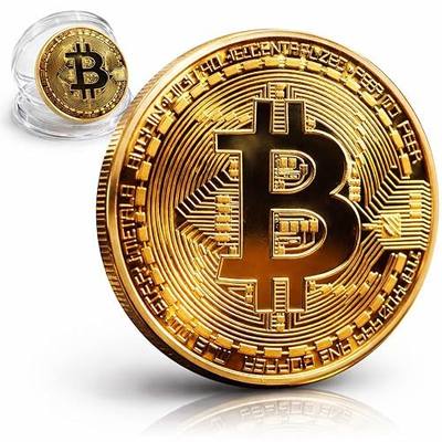 Collector's Bitcoin Coin, Commemorative Crypto Token, Acrylic Case | Zinc Alloy Construction, Protective Acrylic Display Stand, Limited Edition Souvenir, Gift for Crypto Enthusiasts