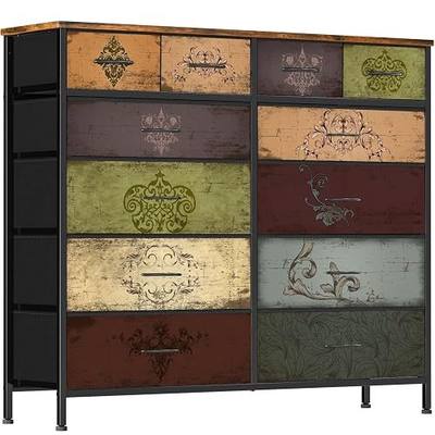 VASICAR Dresser for Bedroom with 12 Drawers, Tall Fabric Drawer Dresser, Chest of Drawers for Closet, Nursery, Bedside, Living Room, Entryway, Hallway (Pattern)