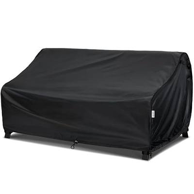Patio Sofa Cover 79W x 37D x 35H, Outdoor Couch/Loveseat/3-Seater Furniture Cover, Adjustable Hem Cord, Buckle Straps, Air Vents & Handles, Black