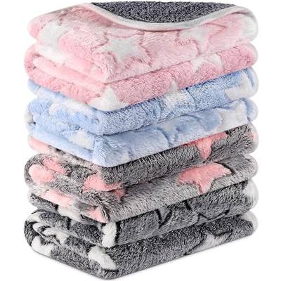 Reginary 4 Pcs Waterproof Guinea Pig Blankets Washable Small Animal Fleece Bedding Absorbent Guinea Pig Cage Liners Reusable Training Pee Pad Pet Sleep Mat for Hamster(Cute Star Pattern,12 x 12 Inch)