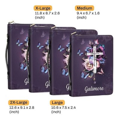 Personalized Bible Covers with Name Engraved - Purple Leather Bible Case, Bible Bag for Woman - Christian Gifts for Women, Girls - Bible Carrying Case, Bible Holder Case - Bible Book Cover Large Size