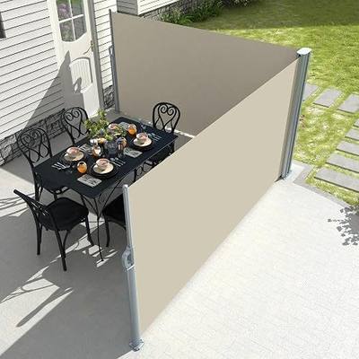 PATISOL 276"x71" Retractable Double Side Awning Patio Privacy Screen,Beige | Patio Folding Privacy Divider,Full Aluminum Frame,280G Polyester,Water & UV Resistant,Sun Shade for Garden,Backyard