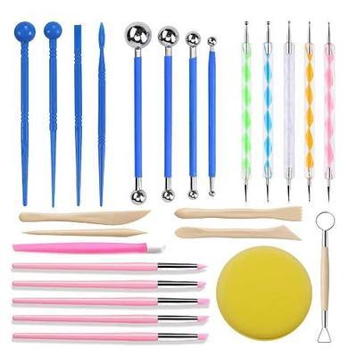 Polymer Clay Tools, Dotting Tools, Nail Art, Air Dry Clay, Sculpting Painting Embossing Scoring Modeling, Ball Stylus Pen, Rock, Silicone, Langqun