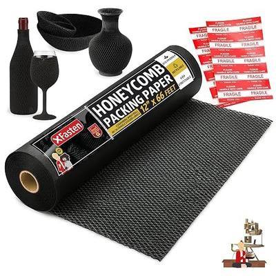 Black Honeycomb Packing Paper for Moving 12-Inch x 66-Feet Bubble Honeycomb Wrap, Honeycomb Wrapping Paper for Packing Cushion with 20 Fragile Stickers Packing Supplies by XFasten