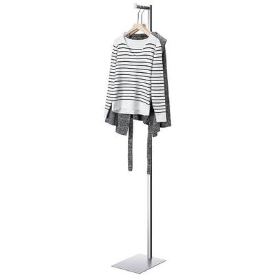 Sintuff Adjustable Cloth Display Stand 48-72 Inches Single Garment Rack Metal Costumer T Shirt Display for Thrift Shop Vendors Retail Store(Silver)