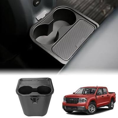 Mabett Trash Can for Ford Maverick 2026 2022-2025, Multi-Function Maverick Accessories, Trash Bin with Cup Holder, Extra Rear Storage Box
