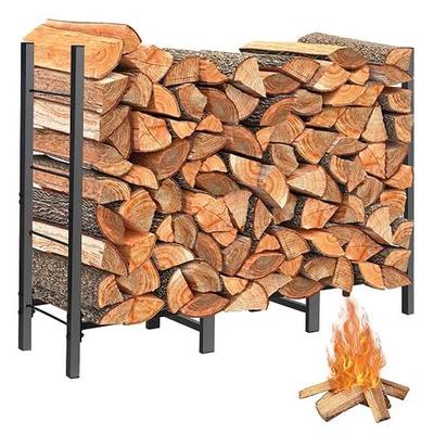 ULIOK 4ft Firewood Rack Outdoor Indoor Holder for Fireplace Wood Storage, Firewood Storage Brackets Kit, Heavy Duty Logs Stand Stacker Holder for Outdoor Indoor Patio Deck wood storage firewood rack