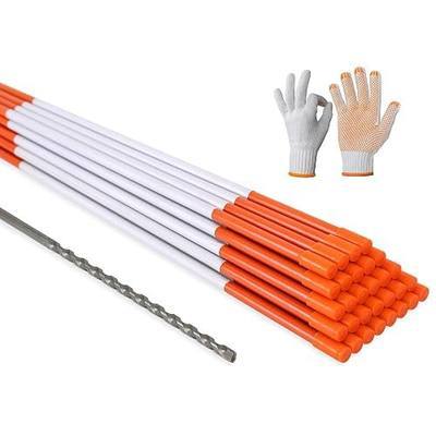 NANOPRETTY 30 PCS Driveway Markers with 10.2" Reflective Tape 48 Inch Solid Fiberglass Snow Stakes for Snow Plowing with Steel Drill Bit and Protection Gloves 5/16 Inch