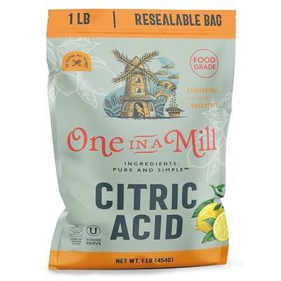 ONE IN A MILL Citric Acid Powder 1LB | Food Grade for Cooking, Baking, Canning, and Cheese Making | All-Natural Preservative & Flavor Enhancer | DIY Skincare, Bath Bombs, Water Softening, and Cleaning