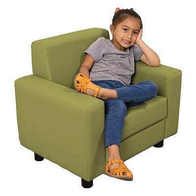 Factory Direct Partners SoftScape Inspired Playtime Classic Reading Chair, Children's Commercial-Grade Upholstered Furniture for Home, Daycare, Preschool, Library Modern Design - Fern Green, 14472-FG