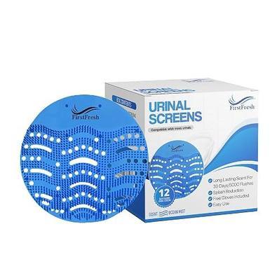 Urinal Screen Deodorizer (12 pack) Ocean Mist Scent, Urinal Cakes Anti-Splash, Urinal Mats Anti-Clogging, Universal Fit, Free Gloves