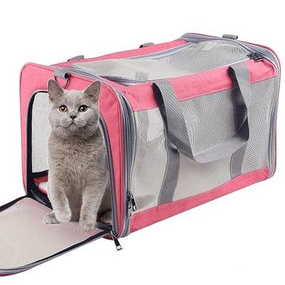 Cat Dog Carrier for Small Medium Cats Pet Carrier for Large and Medium Cats Puppies Portable Cat Carrier Soft Pet Carrier for Cats Cat Bag Carrier Airline Approved Cat Carrier(Large, Pink)