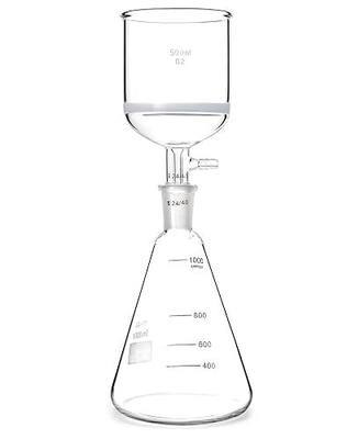 QWORK Borosilicate Glass 500ml Buchner Filtering Funnel and 1000 mL Erlenmeyer Flask, with Standard 24/40 Joint
