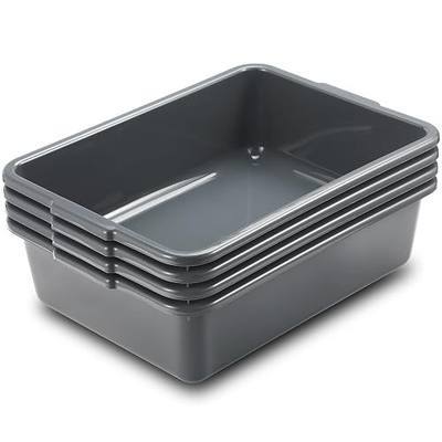 Commercial Bus Tubs Box/Tote Box, 13L Plastic Restaurant Tub, Wash Basin Tub 4-Pack, Grey